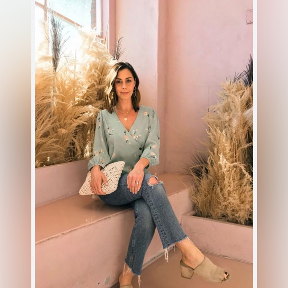 Astr Long Sleeve Blouse Women's Sage Multi Floral Side Button Blouse - Picture 3 of 16